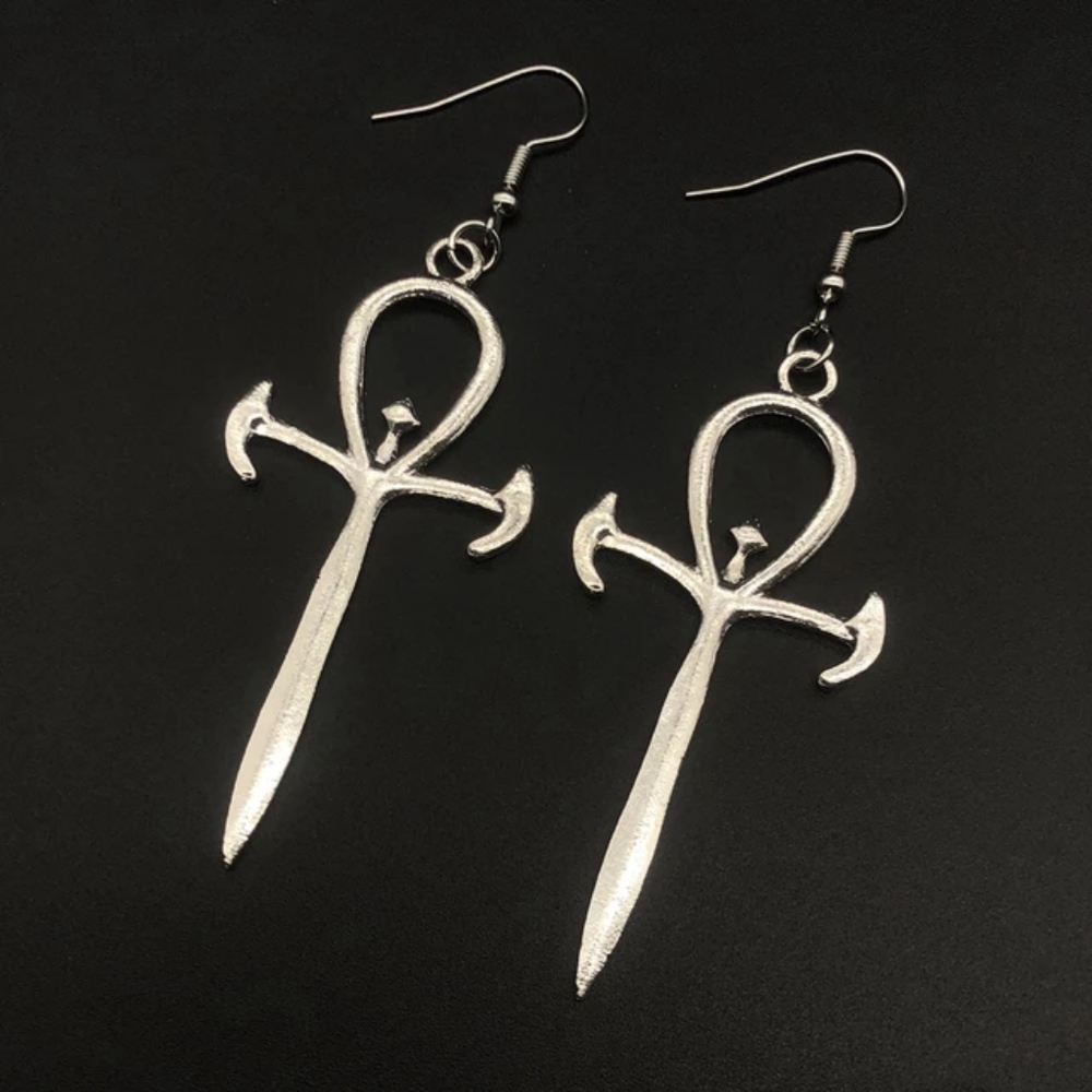 Goth Ankh Cross Earrings (NWT)